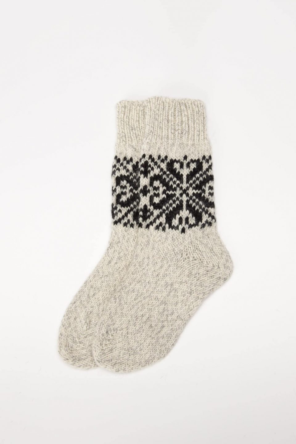 Knitted natural wool socks