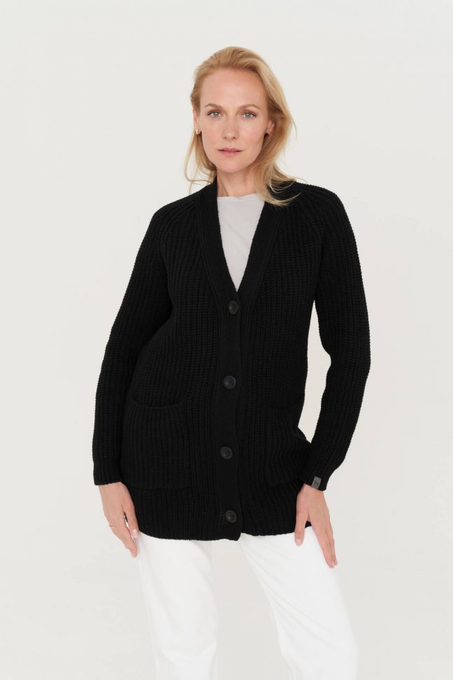 knitted woolen cardigan in black