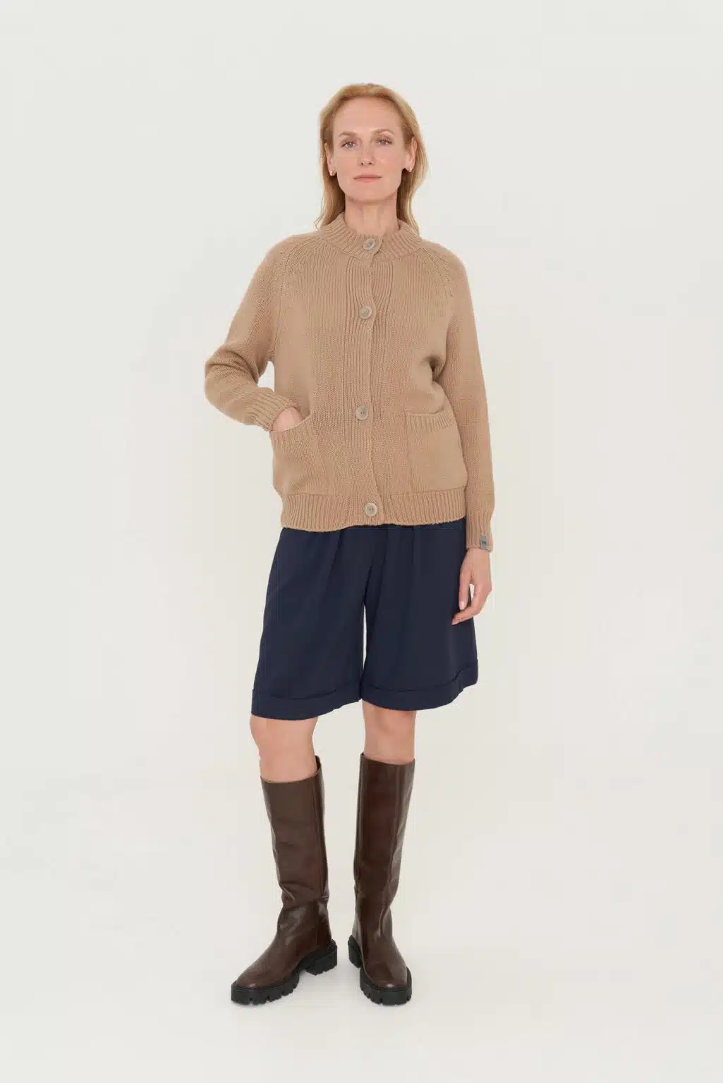 warm pure wool buttoned hand knitted sweater