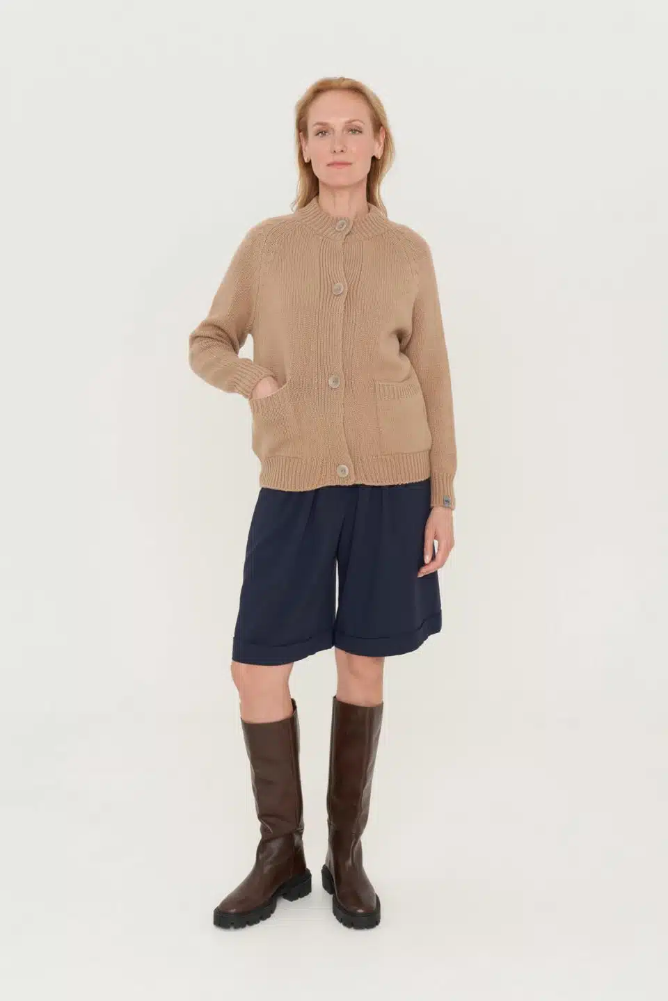 warm pure wool buttoned hand knitted sweater
