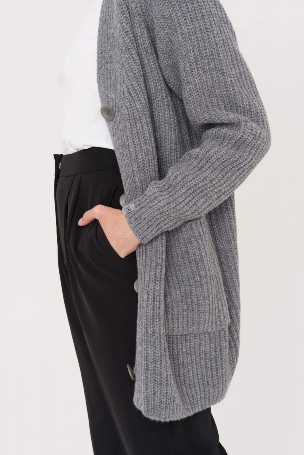 knitted woolen cardigan in grey