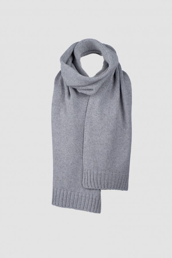 CASHMERE & MERINO WOOL SCARF LUNA - Light grey