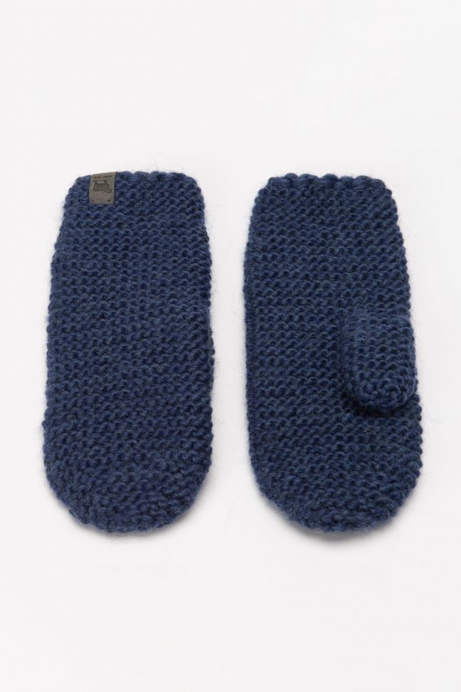 dark blue knitted mittens