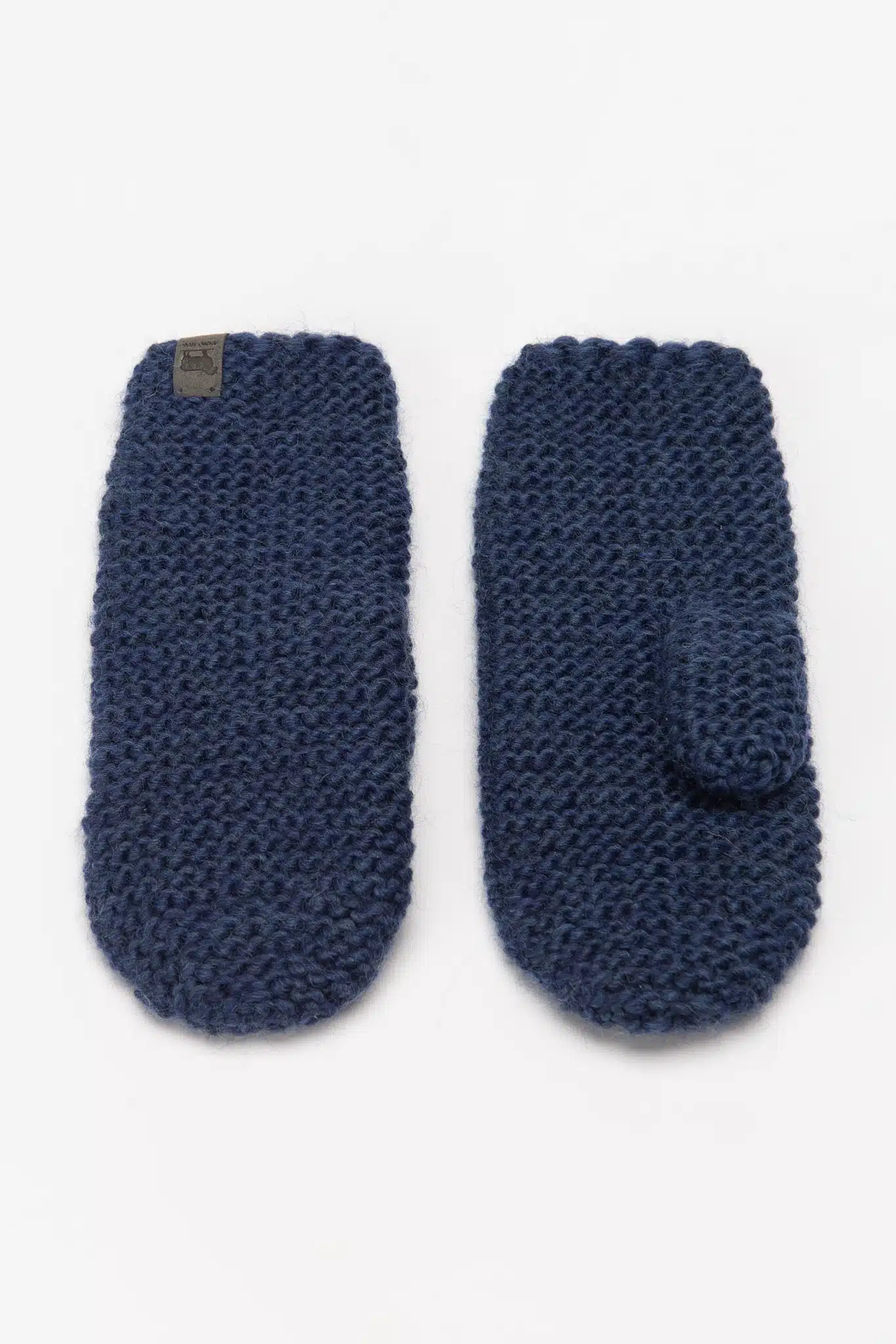 dark blue knitted mittens