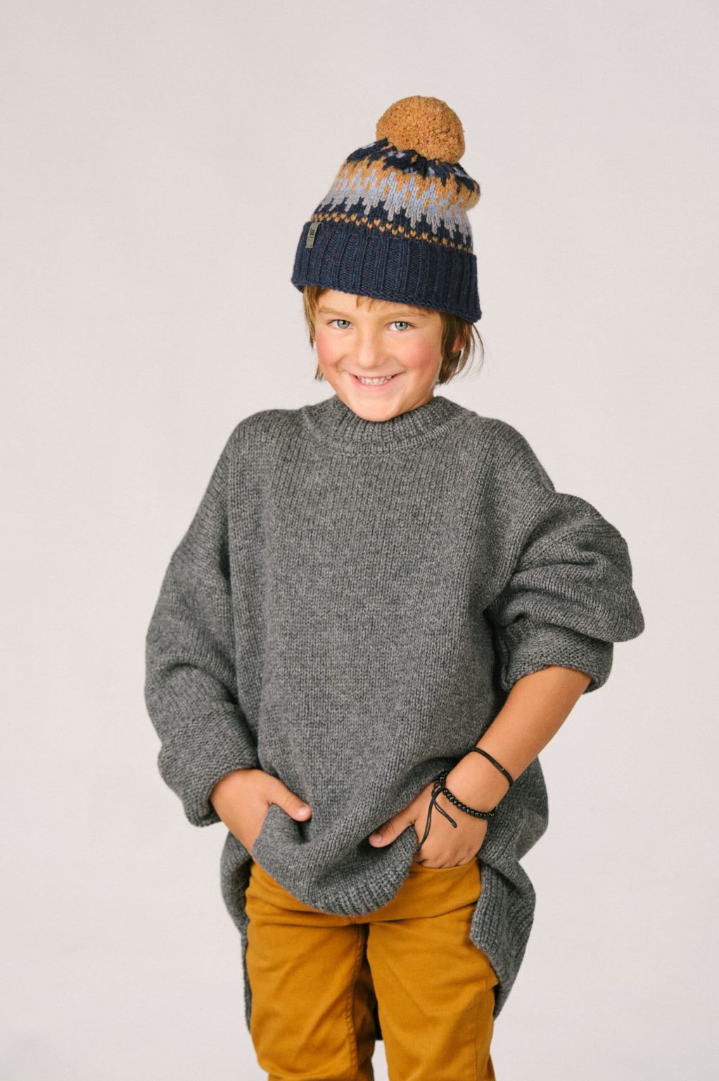 Megzta žieminė merino vilnos kepurė vaikams