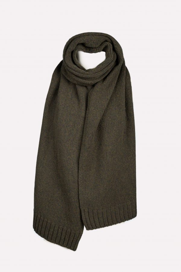 CASHMERE & MERINO WOOL SCARF LUNA - Moss Green Melange