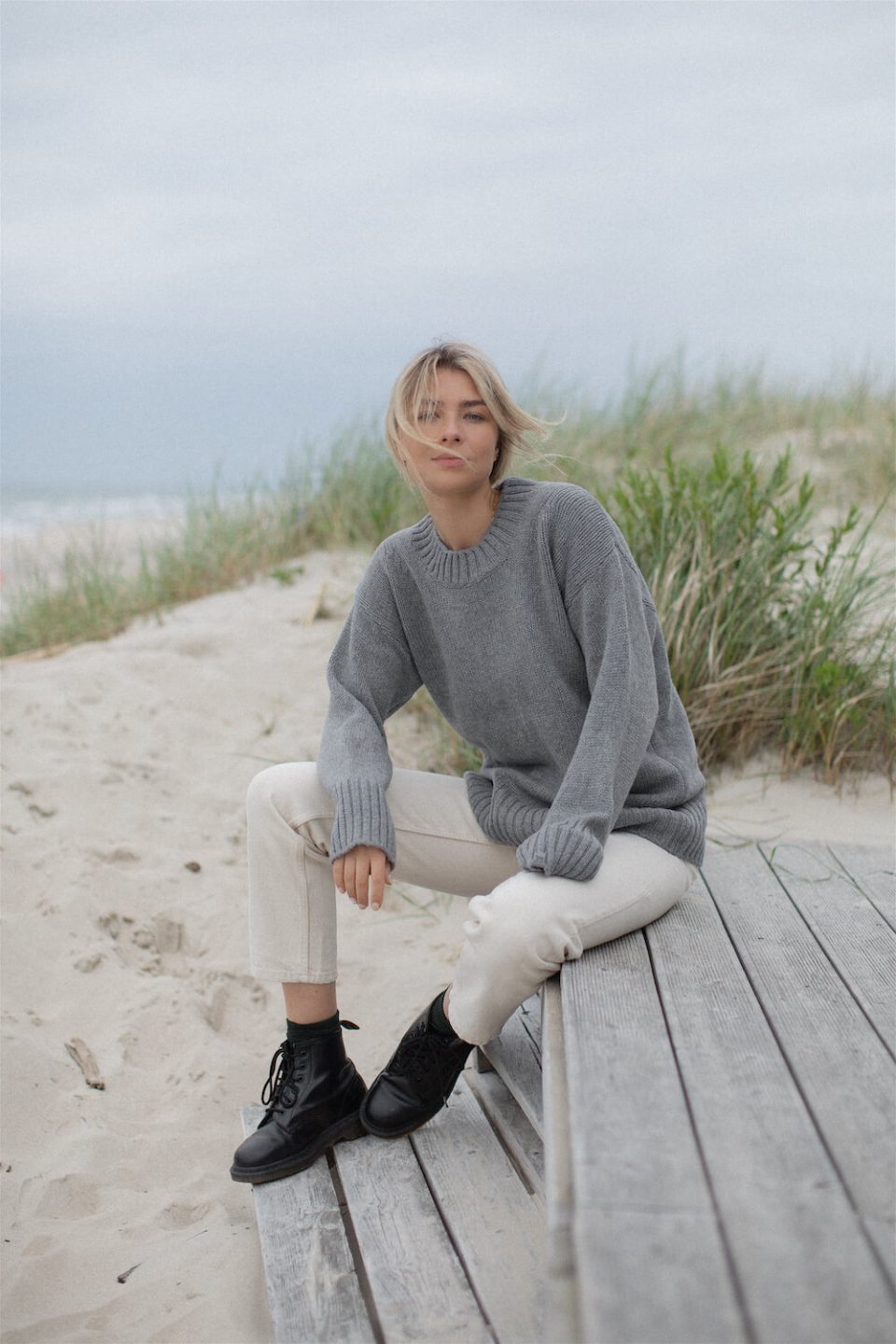 grey fine wool knitted sweater