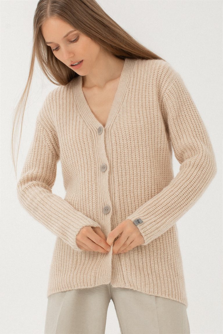 merino wool cardigan beige