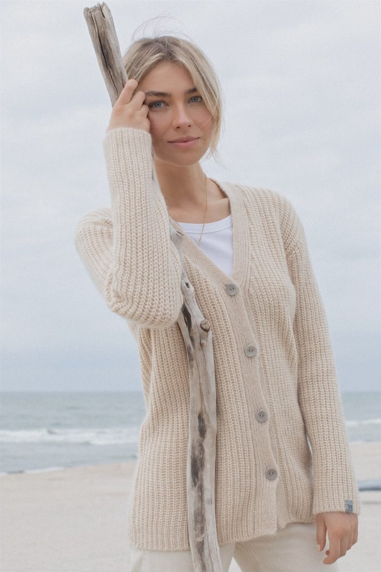 merino wool cardigan beige