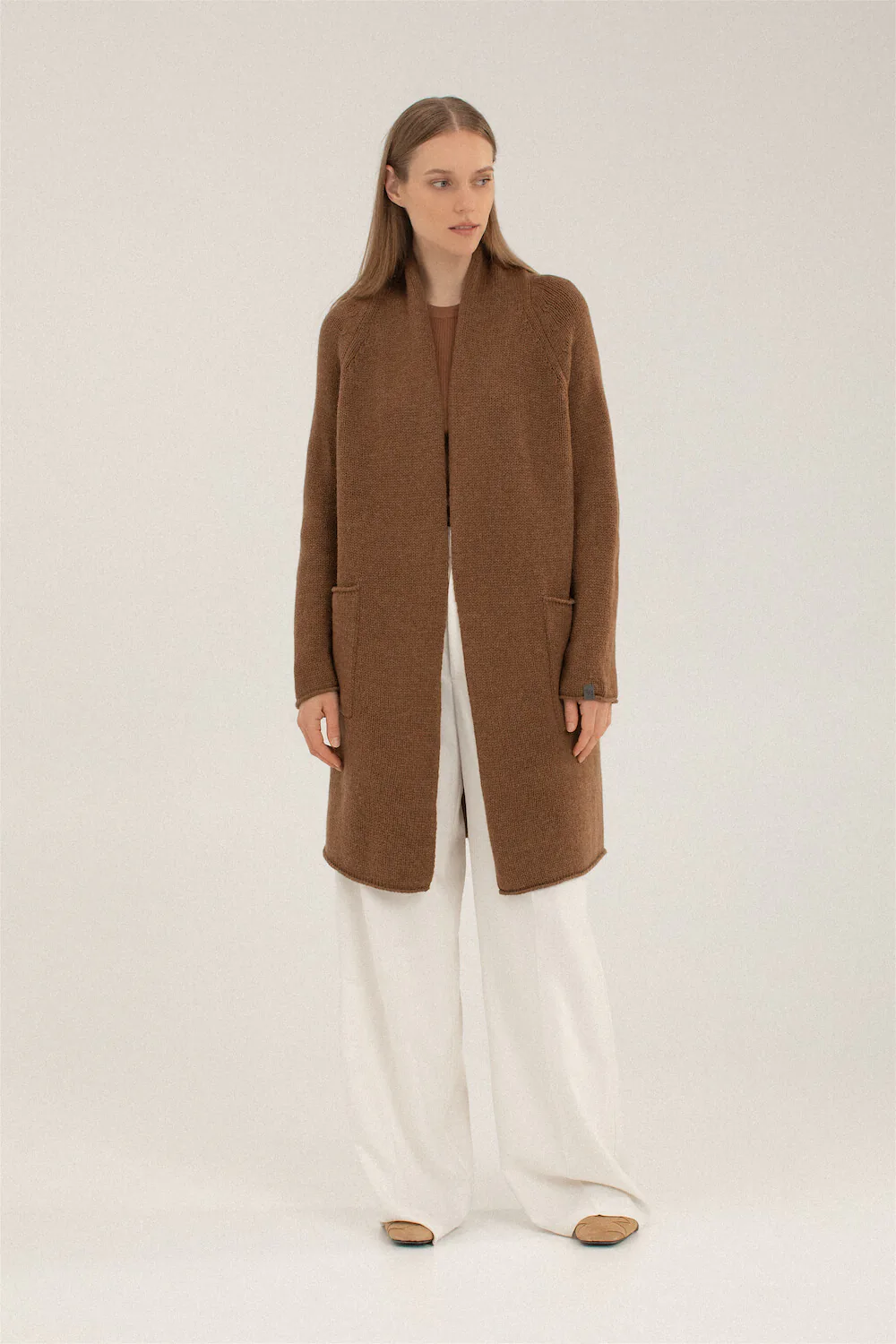 brown merino cardigan