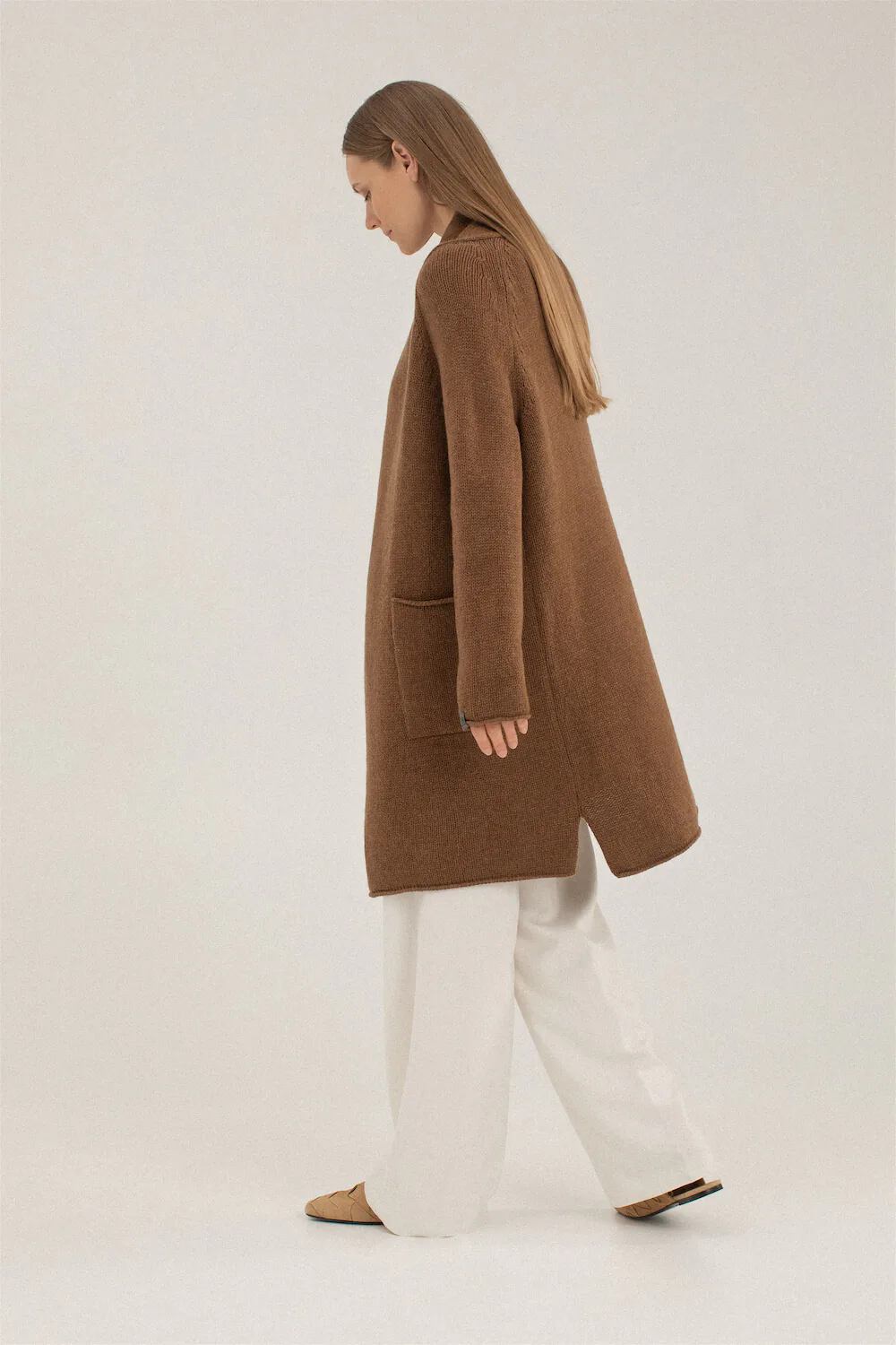 brown merino cardigan