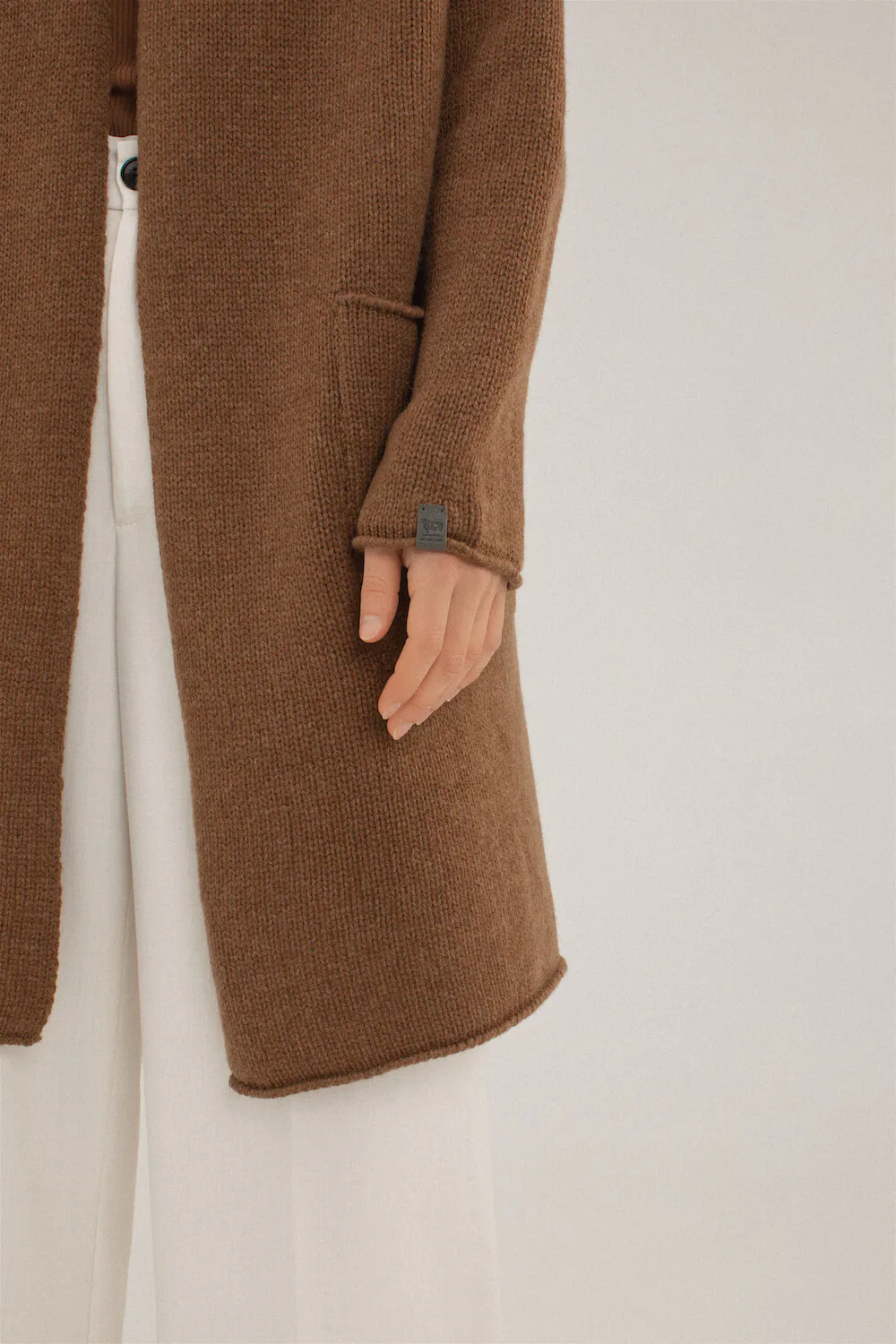 brown merino cardigan