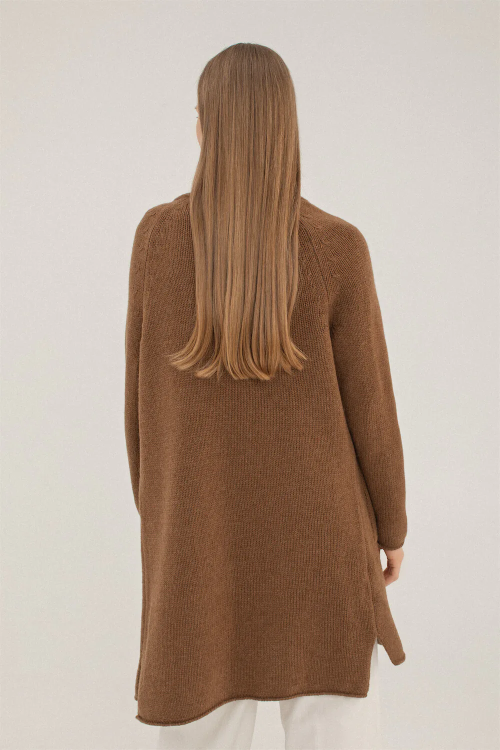 brown merino cardigan