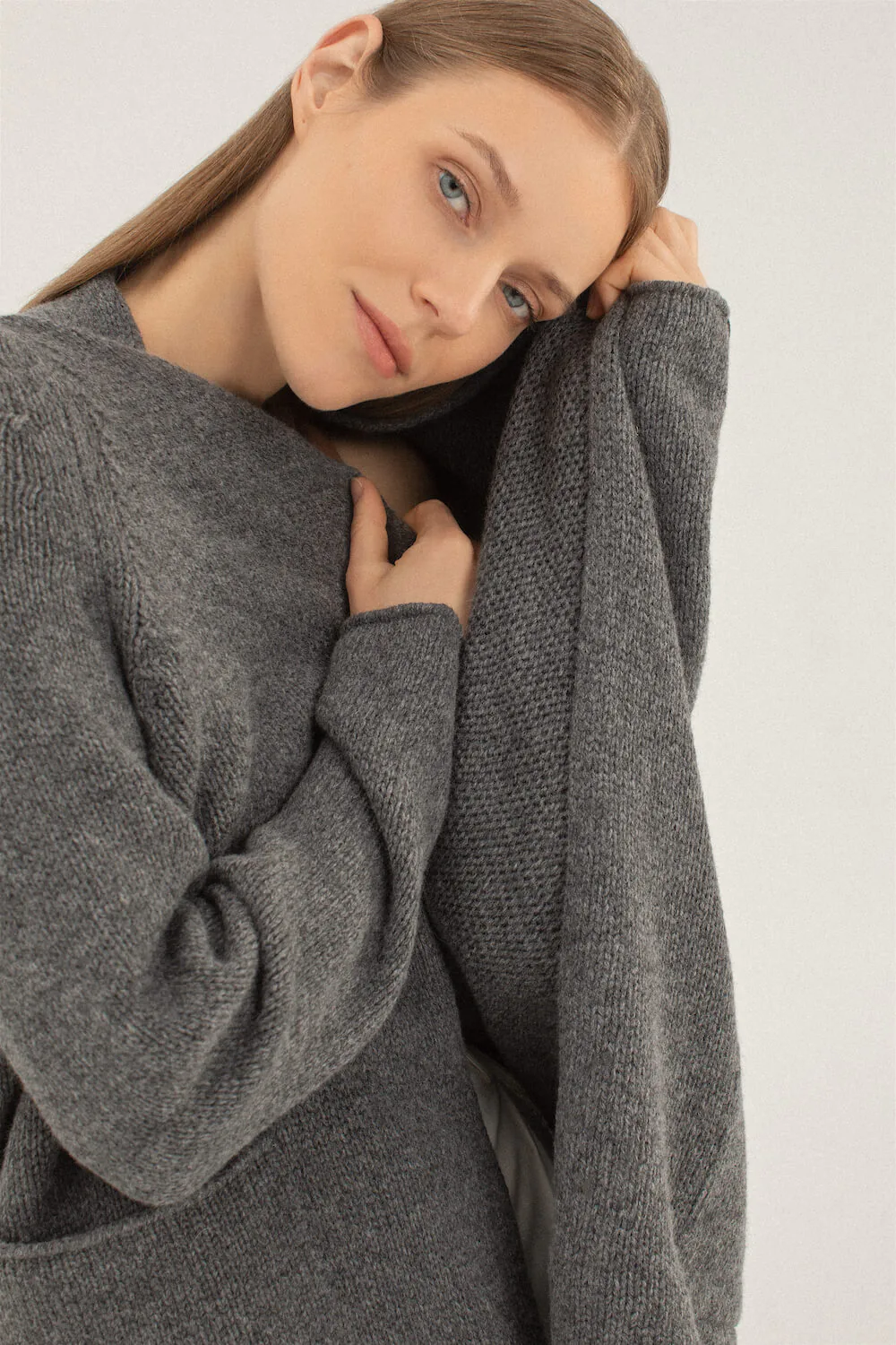 grey merino cardigan