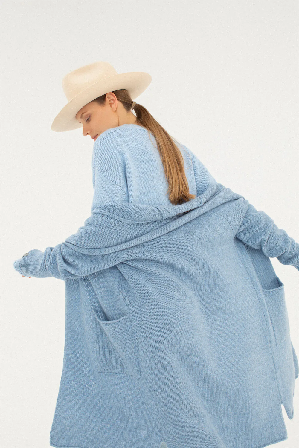light blue merino cardigan