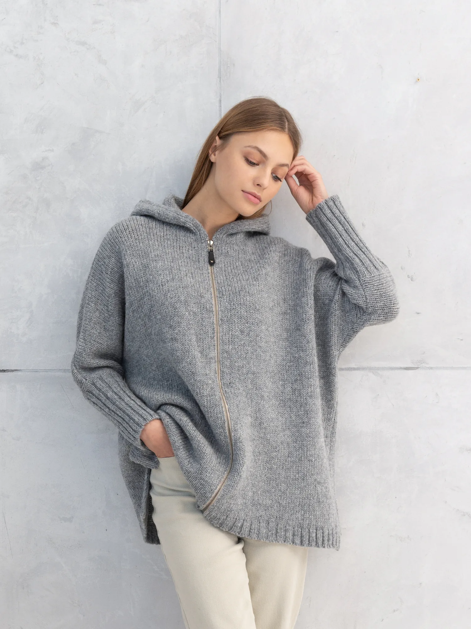 KAPUZENSTRICKJACKE INDIANA AUS MERINOWOLLE