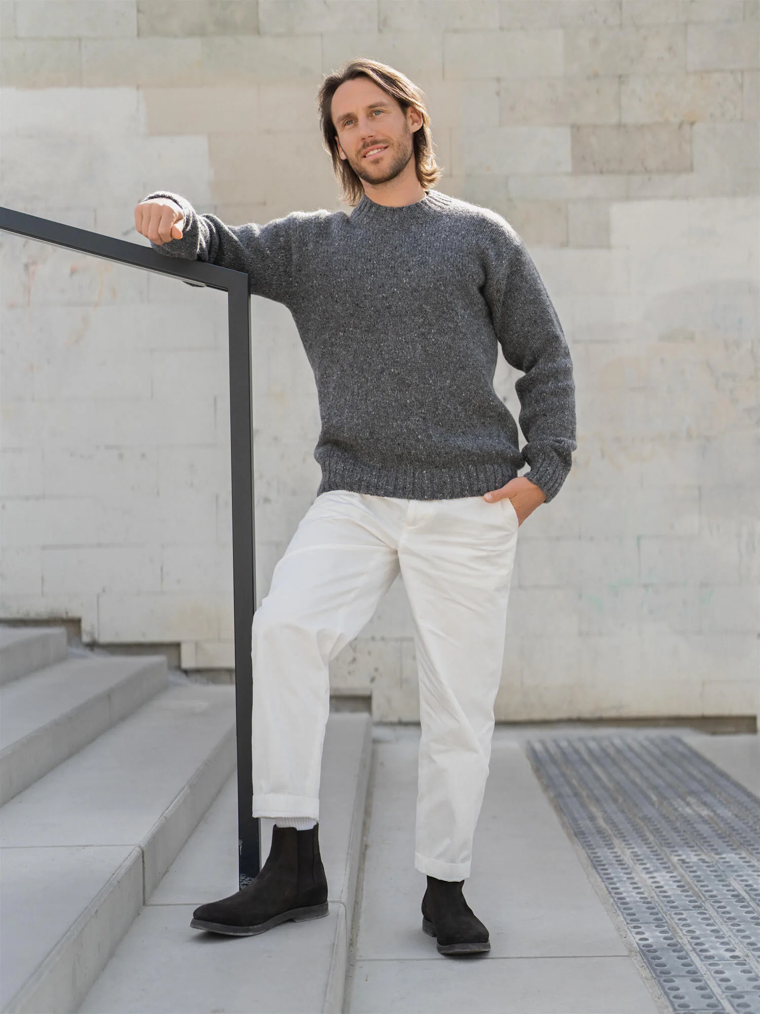 TWEED-PULLOVER HENRY AUS MOHAIR UND MERINOWOLLE