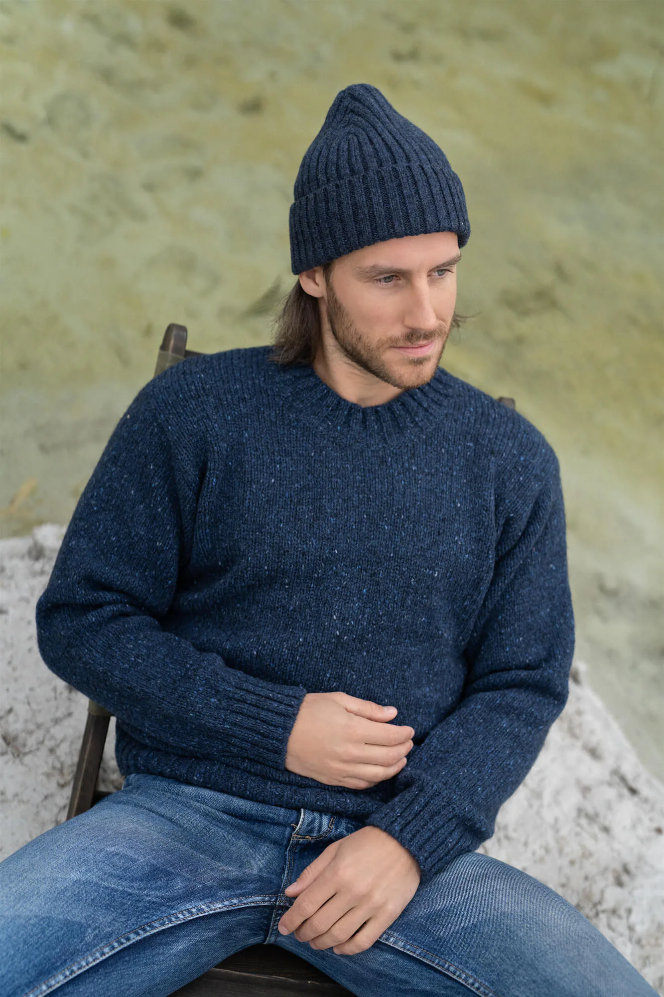 TWEED-PULLOVER HENRY AUS MOHAIR UND MERINOWOLLE