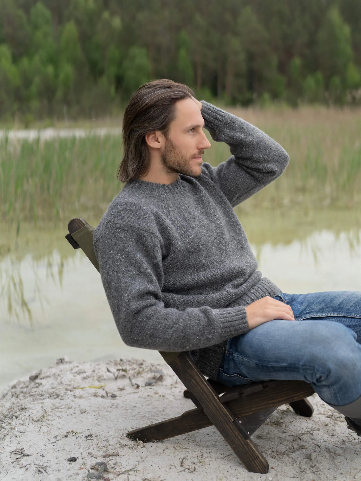 TWEED-PULLOVER HENRY AUS MOHAIR UND MERINOWOLLE
