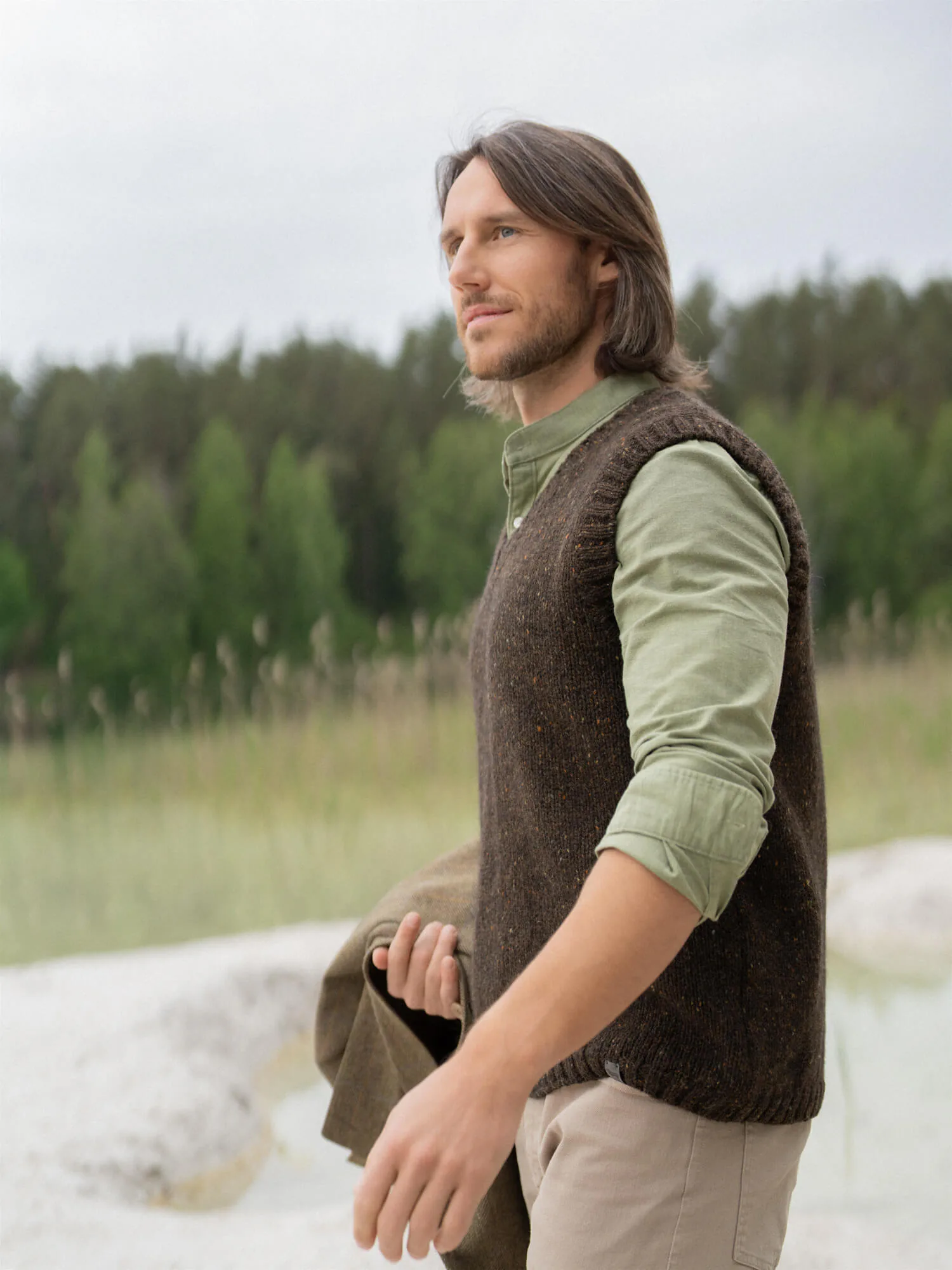 TWEED-WESTE ADAM AUS MOHAIR UND MERINOWOLLE