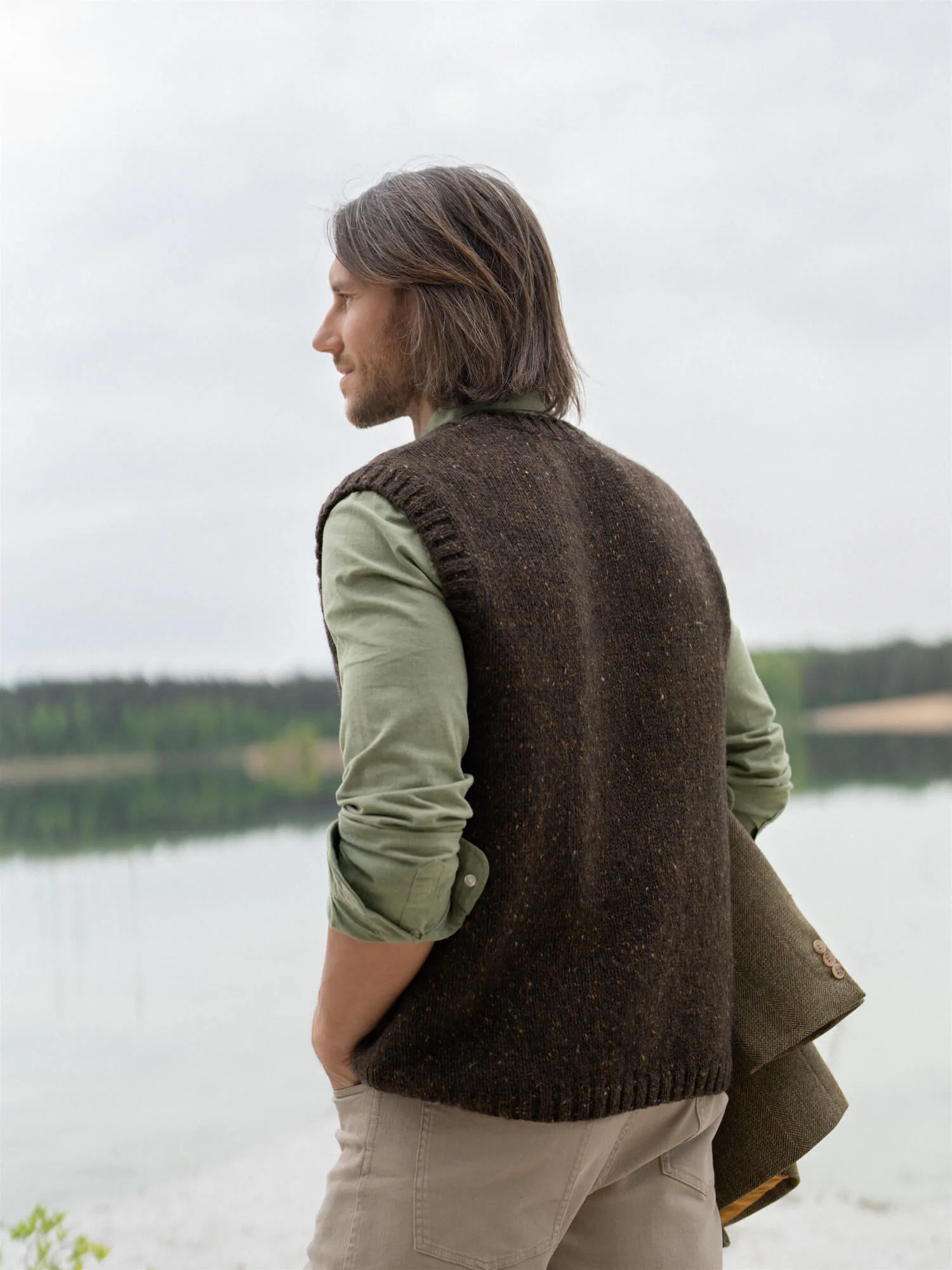 TWEED-WESTE ADAM AUS MOHAIR UND MERINOWOLLE