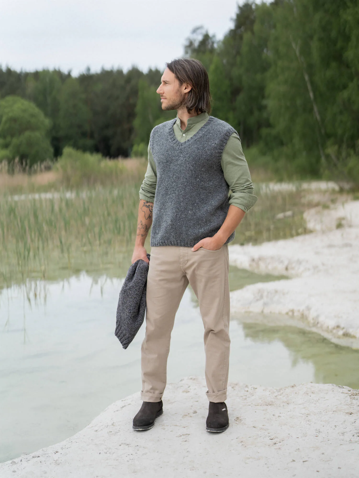 TWEED-WESTE ADAM AUS MOHAIR UND MERINOWOLLE