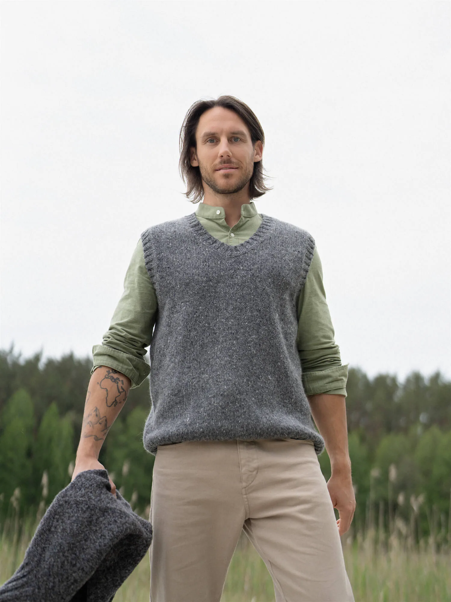 TWEED-WESTE ADAM AUS MOHAIR UND MERINOWOLLE