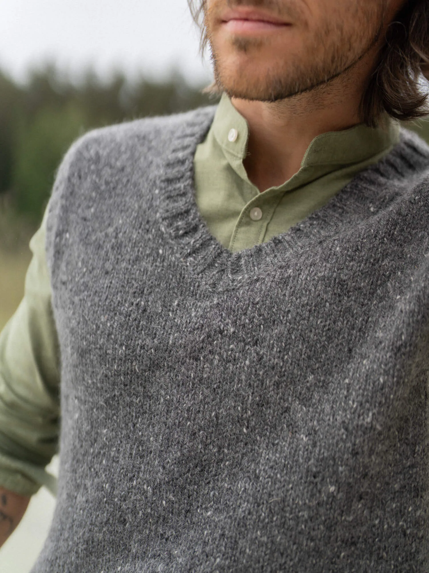 TWEED-WESTE ADAM AUS MOHAIR UND MERINOWOLLE