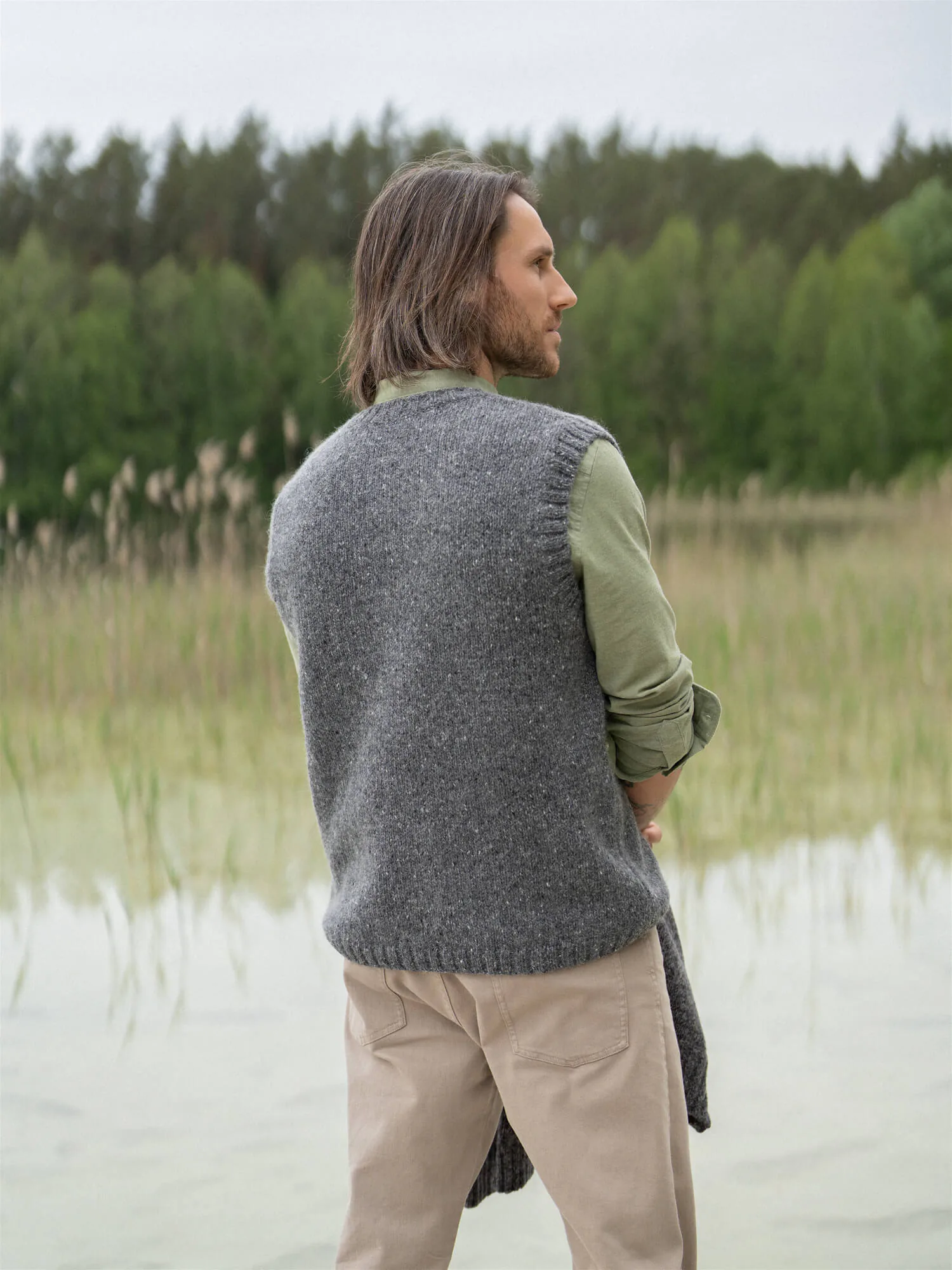 TWEED-WESTE ADAM AUS MOHAIR UND MERINOWOLLE