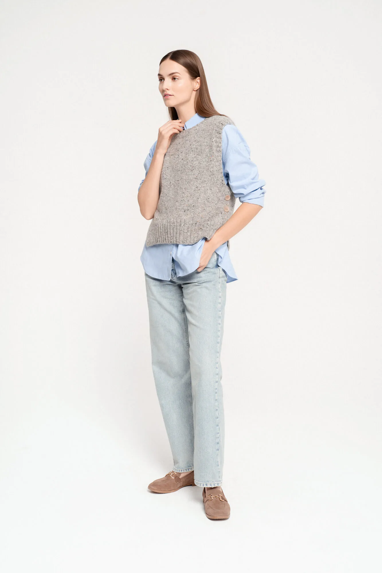 TWEED-WESTE GABBI AUS MOHAIR UND MERINOWOLLE