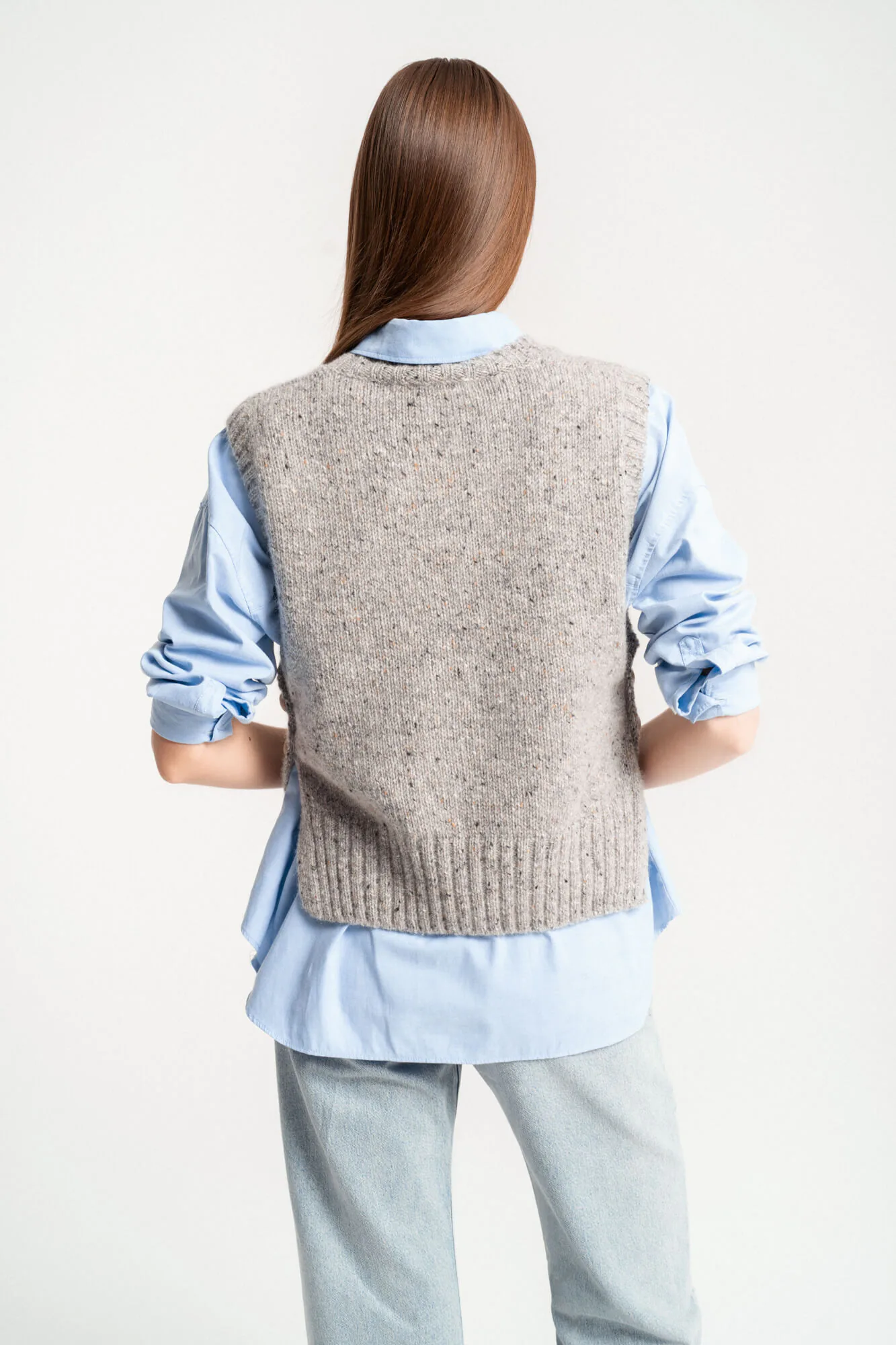 TWEED-WESTE GABBI AUS MOHAIR UND MERINOWOLLE