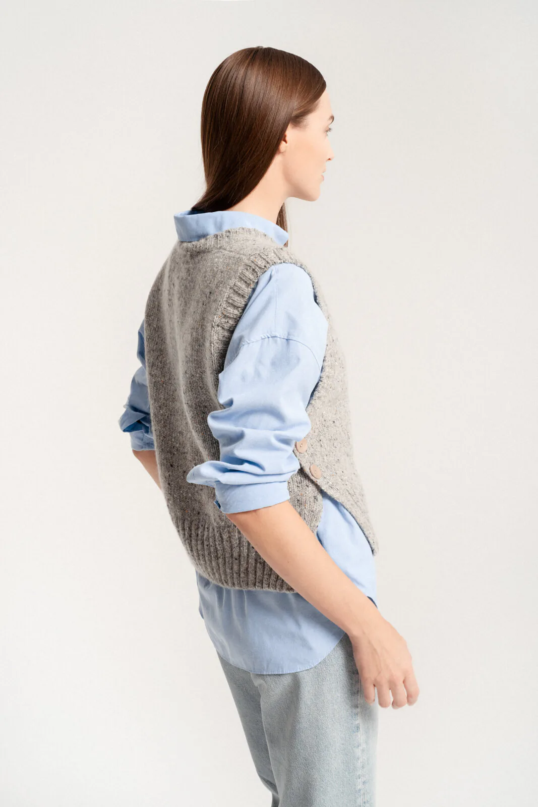 TWEED-WESTE GABBI AUS MOHAIR UND MERINOWOLLE