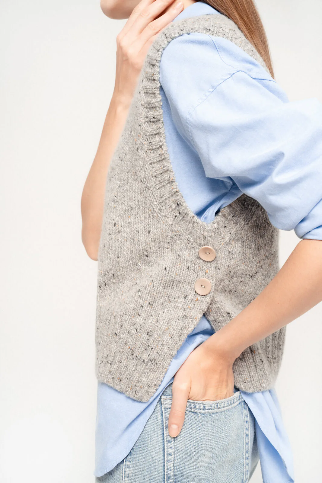 TWEED-WESTE GABBI AUS MOHAIR UND MERINOWOLLE