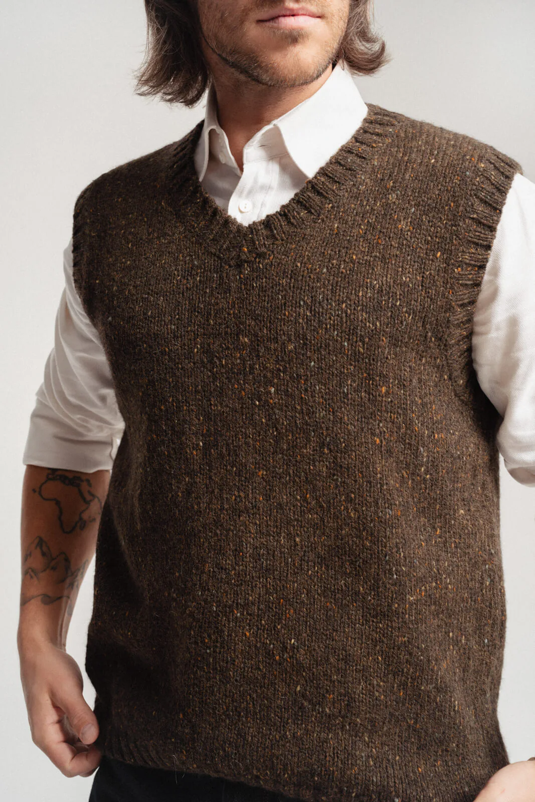 TWEED-WESTE ADAM AUS MOHAIR UND MERINOWOLLE